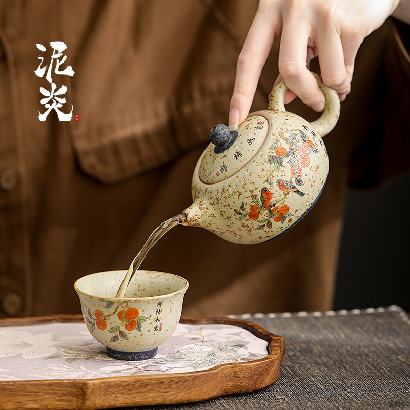 Ceainic ceramic în stil chinezesc, cu filtru, pentru uz casnic