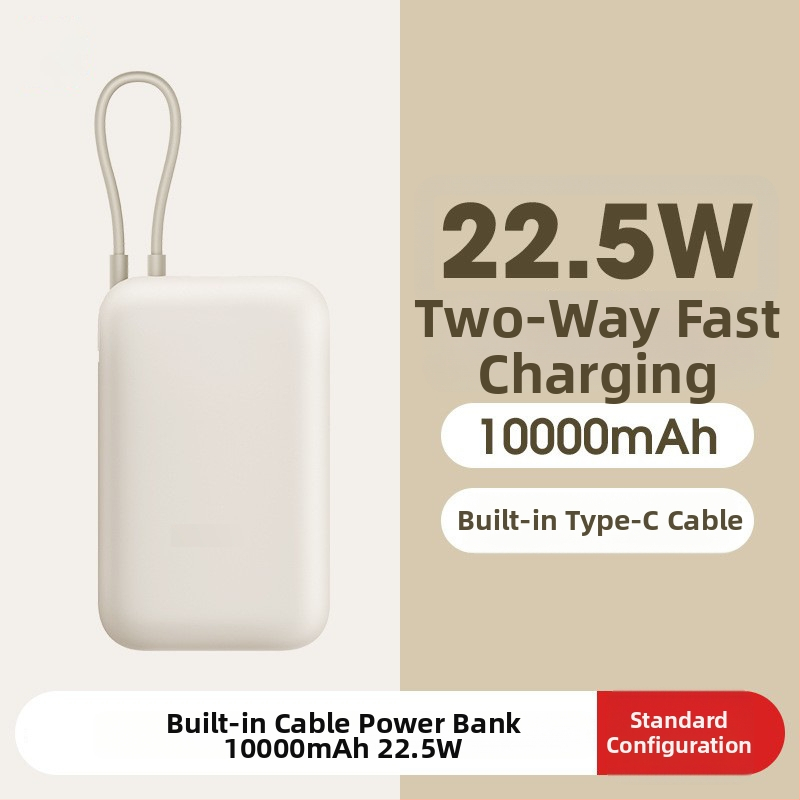 Powerbanka s integrovaným káblom, 10000mAh, vrecková veľkosť, 22,5 W rýchle nabíjanie, kreatívny dizajn