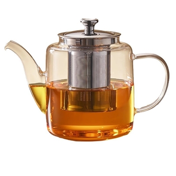 Ceainic din sticlă cu capacitate mare pentru uz casnic, sistem de separare ceai-apă, rezistent la temperaturi înalte, sticlă borosilicată
