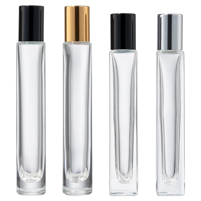 10 ml kvadratna cilindrična prozirna staklena roller boca s debelim dnom – bočica za parfem, kozmetiku i esencijalno ulje.