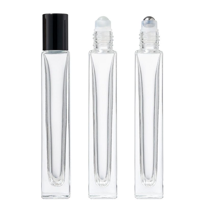 10 ml kvadratna cilindrična prozirna staklena roller boca s debelim dnom – bočica za parfem, kozmetiku i esencijalno ulje.
