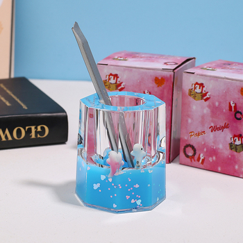 Clepsidră personalizată cu desen animat, în formă de picătură de ulei, suport pentru pix cu inimă – decor de birou, jucărie pentru relaxare, cadou de ziua de naștere