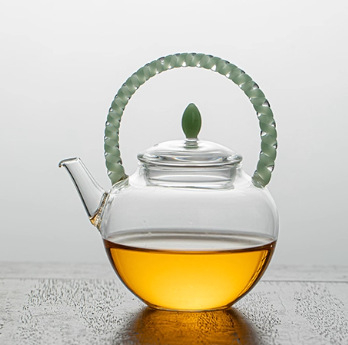 Ceainic din sticlă borosilicată înaltă, cu separare ceai-apă, stil Guangyuan/Guangya, set Kung Fu pentru ceai, ceainic floral