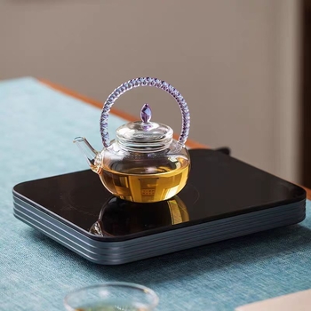 Ceainic din sticlă borosilicată înaltă, cu separare ceai-apă, stil Guangyuan/Guangya, set Kung Fu pentru ceai, ceainic floral