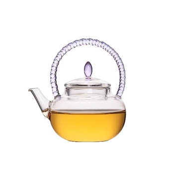 Ceainic din sticlă borosilicată înaltă, cu separare ceai-apă, stil Guangyuan/Guangya, set Kung Fu pentru ceai, ceainic floral