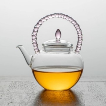 Ceainic din sticlă borosilicată înaltă, cu separare ceai-apă, stil Guangyuan/Guangya, set Kung Fu pentru ceai, ceainic floral