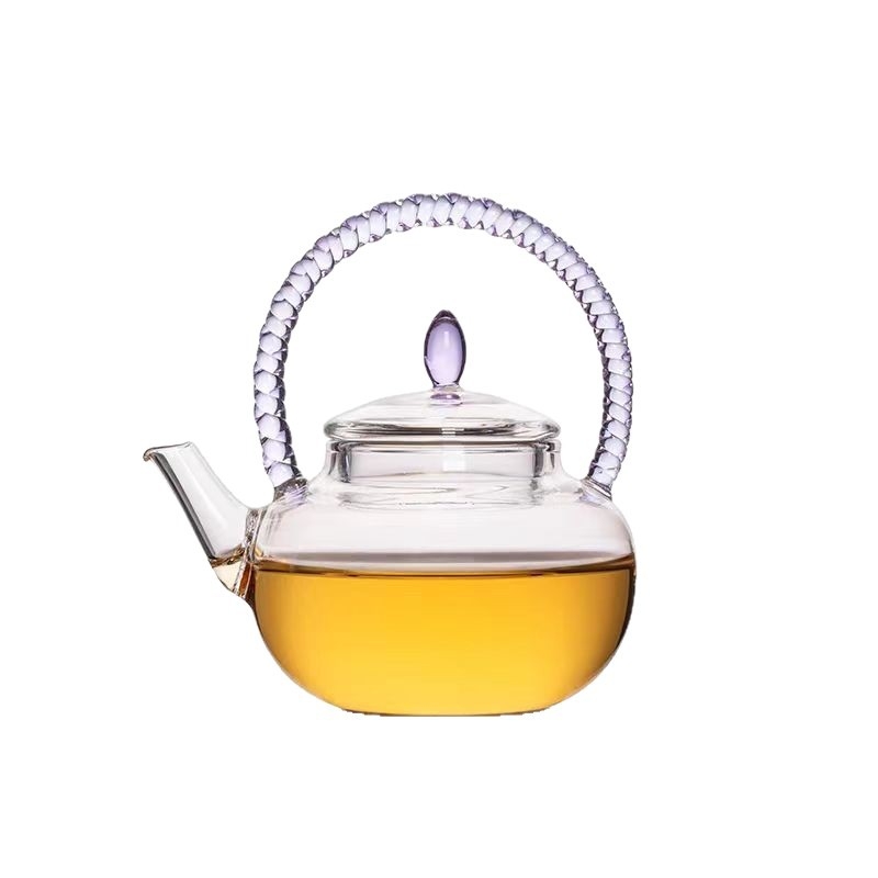 Ceainic din sticlă borosilicată înaltă, cu separare ceai-apă, stil Guangyuan/Guangya, set Kung Fu pentru ceai, ceainic floral