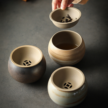Set de spălat ceai din ceramică grosieră Jianshui, cu capac — recipient pentru zaț de ceai, bazin de apă și stil japonez retro pentru spălare