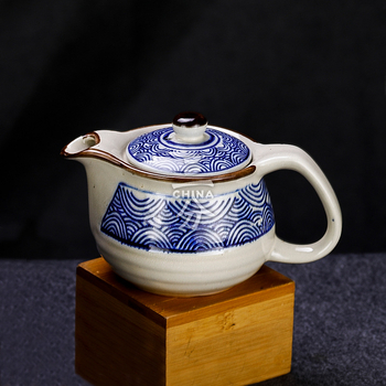 Ceainic ceramic în stil japonez, cu mâner inovator, potrivit pentru restaurante și utilizare casnică, ceainic cu orificii de filtrare