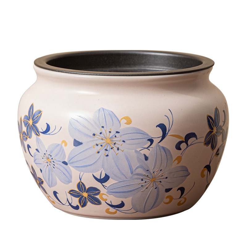 Vas ceramic pentru resturi de ceai, cu separare ceai-apă, compact pentru birou