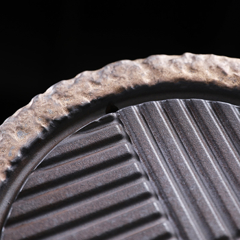 Set de ceai Kung Fu cu tavă circulară din ceramică rustică, ceainic, cești și suport pentru ceainic, pentru uz casnic