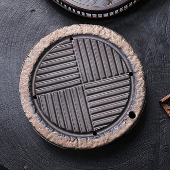 Set de ceai Kung Fu cu tavă circulară din ceramică rustică, ceainic, cești și suport pentru ceainic, pentru uz casnic