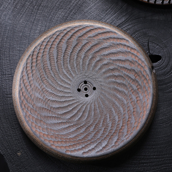 Set de ceai Kung Fu cu tavă circulară din ceramică rustică, ceainic, cești și suport pentru ceainic, pentru uz casnic