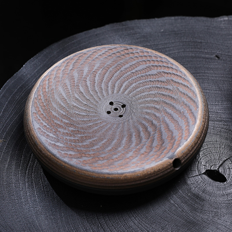 Set de ceai Kung Fu cu tavă circulară din ceramică rustică, ceainic, cești și suport pentru ceainic, pentru uz casnic