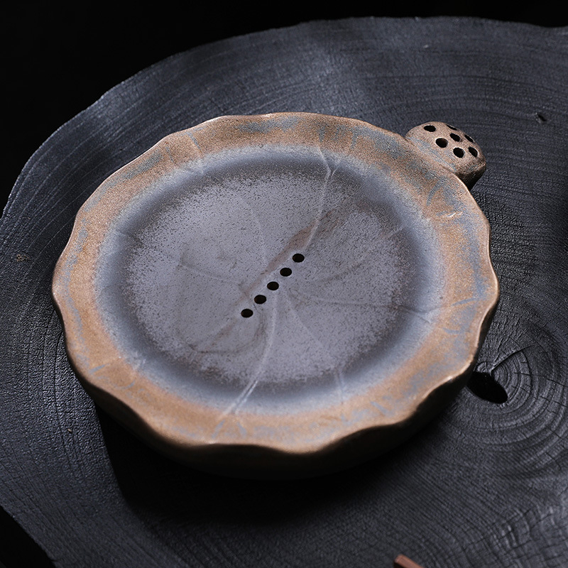 Set de ceai Kung Fu cu tavă circulară din ceramică rustică, ceainic, cești și suport pentru ceainic, pentru uz casnic