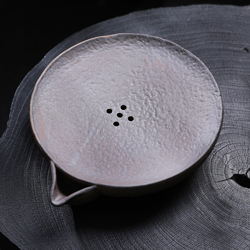 Set de ceai Kung Fu cu tavă circulară din ceramică rustică, ceainic, cești și suport pentru ceainic, pentru uz casnic