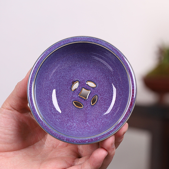 Jun Kiln Zen bazin pentru spălarea ceaiului cu capac, ceramică Jianshui pentru ceremonia ceaiului, vas mare pentru resturi de ceai, set Kung Fu pentru ceai