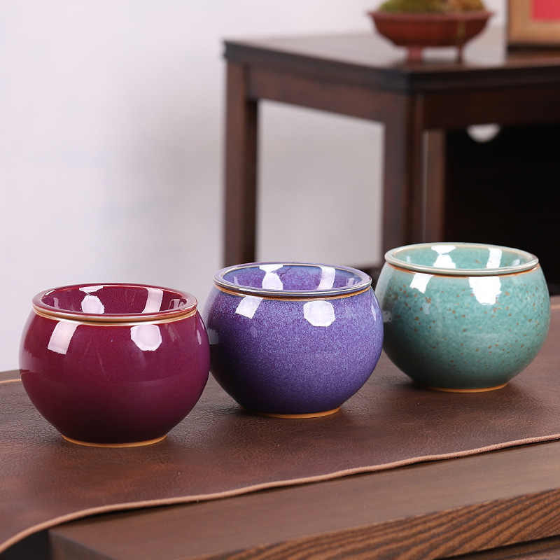 Jun Kiln Zen bazin pentru spălarea ceaiului cu capac, ceramică Jianshui pentru ceremonia ceaiului, vas mare pentru resturi de ceai, set Kung Fu pentru ceai