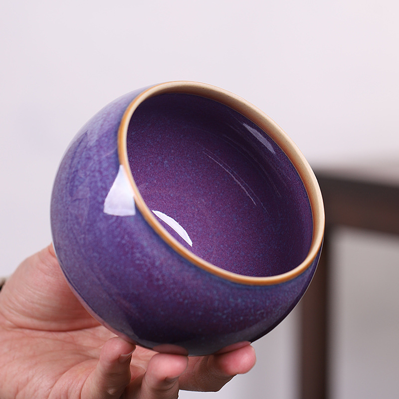 Jun Kiln Zen bazin pentru spălarea ceaiului cu capac, ceramică Jianshui pentru ceremonia ceaiului, vas mare pentru resturi de ceai, set Kung Fu pentru ceai