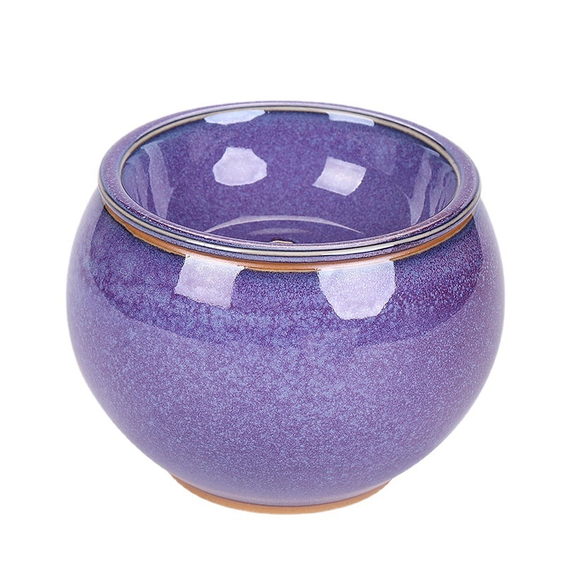 Jun Kiln Zen bazin pentru spălarea ceaiului cu capac, ceramică Jianshui pentru ceremonia ceaiului, vas mare pentru resturi de ceai, set Kung Fu pentru ceai