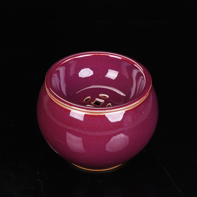 Jun Kiln Zen bazin pentru spălarea ceaiului cu capac, ceramică Jianshui pentru ceremonia ceaiului, vas mare pentru resturi de ceai, set Kung Fu pentru ceai