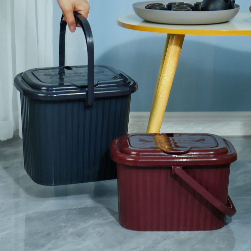 Găleată din plastic pentru resturi de ceai, cu capac, filtrare și drenaj, pentru uz casnic