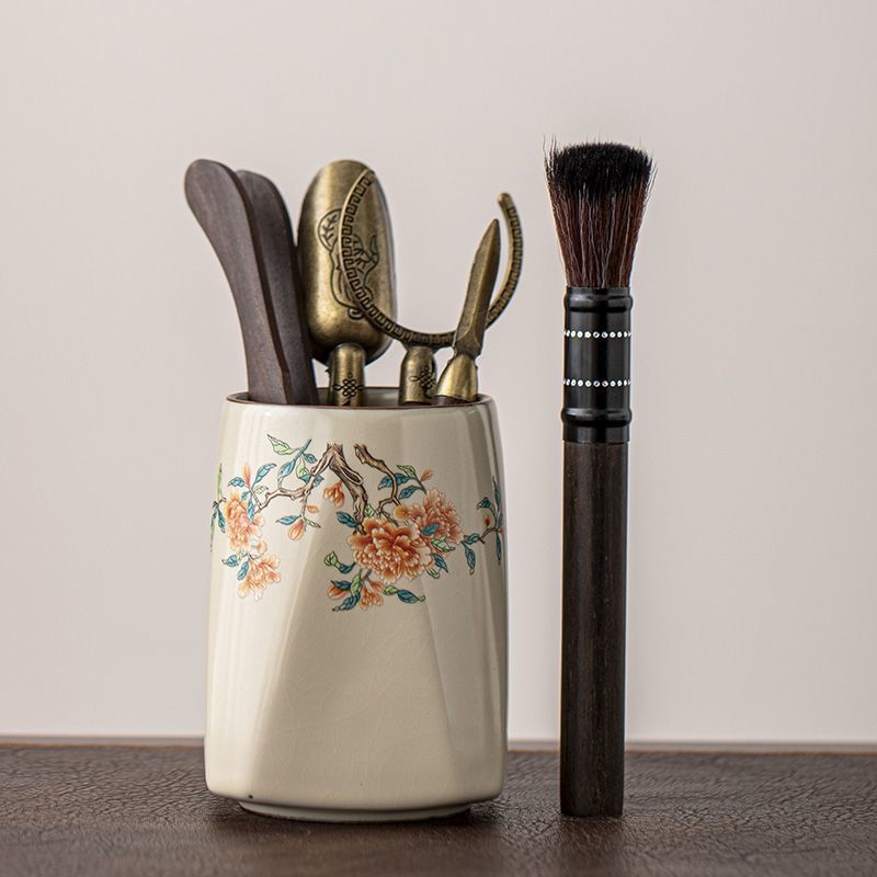 Set ceramic pentru ceremonia ceaiului, 6 piese – accesorii Gongfu premium, decor Zen Ge Kiln