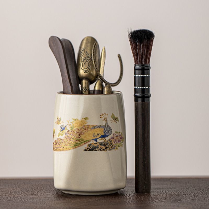 Set ceramic pentru ceremonia ceaiului, 6 piese – accesorii Gongfu premium, decor Zen Ge Kiln