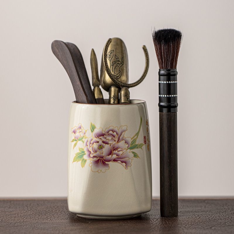 Set ceramic pentru ceremonia ceaiului, 6 piese – accesorii Gongfu premium, decor Zen Ge Kiln