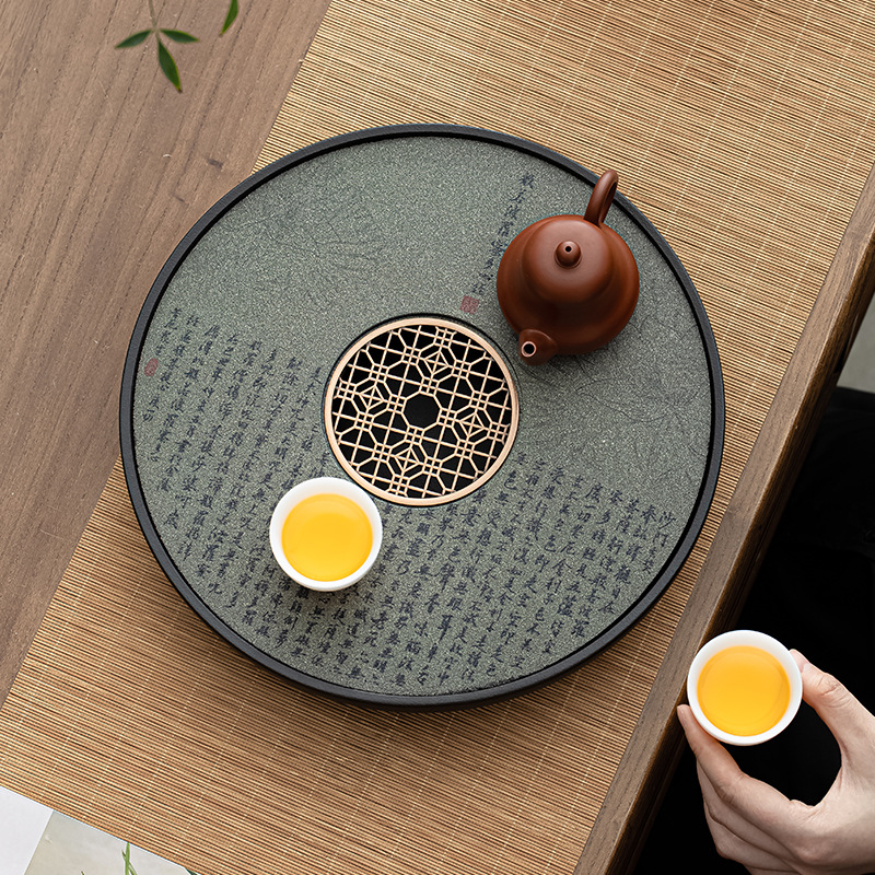 Tavă ceramică pentru ceai, stil retro chinezesc, absoarbe și reține apa, set de ceai multifuncțional