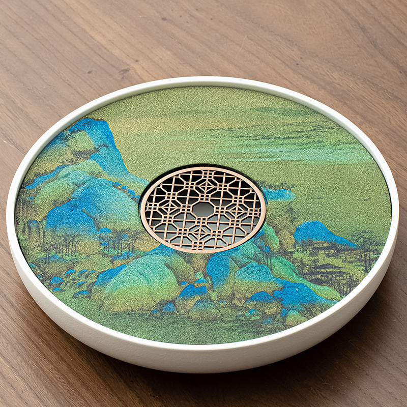 Tavă ceramică pentru ceai, stil retro chinezesc, absoarbe și reține apa, set de ceai multifuncțional