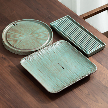 Tava ceramică pentru ceai cu variații ale glazurii la cuptor, dreptunghiulară, compactă pentru uz casnic, design modern minimalist pentru Kung Fu