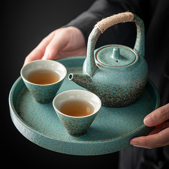 Tava ceramică pentru ceai cu variații ale glazurii la cuptor, dreptunghiulară, compactă pentru uz casnic, design modern minimalist pentru Kung Fu