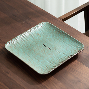 Tava ceramică pentru ceai cu variații ale glazurii la cuptor, dreptunghiulară, compactă pentru uz casnic, design modern minimalist pentru Kung Fu
