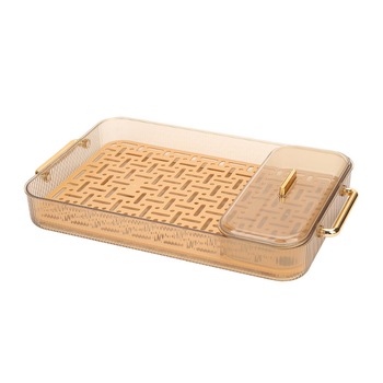 Tavă dublă pentru cești de ceai, platou dreptunghiular din plastic pentru scurgere
