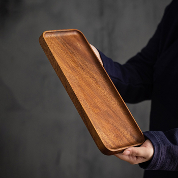 Diófából készült téglalap alakú tál tea- és nassolnivalókhoz, skandináv modern minimalist design, száraz gyümölcsök tárolására
