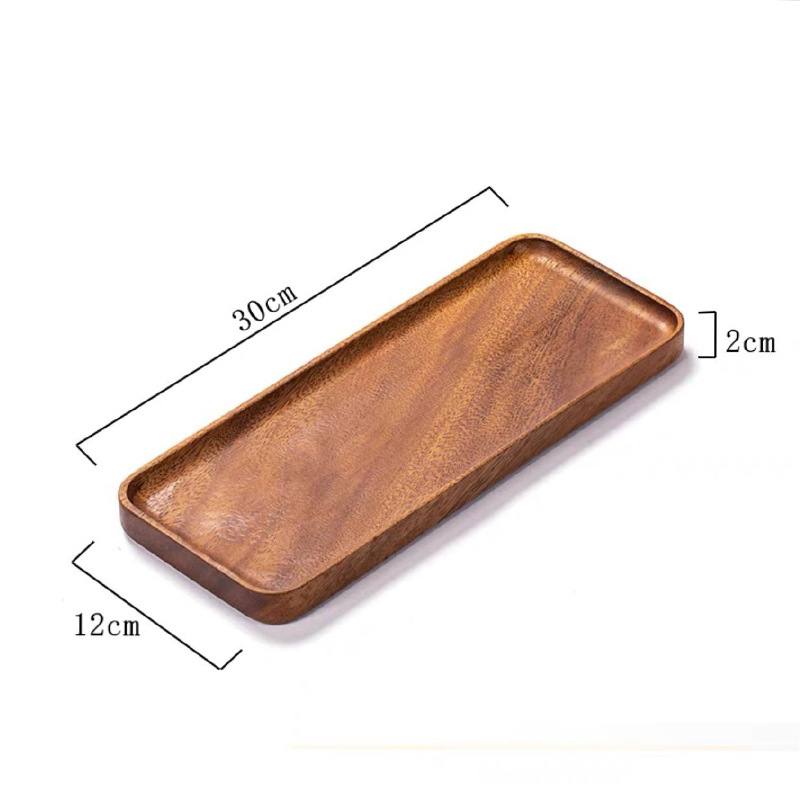 Diófából készült téglalap alakú tál tea- és nassolnivalókhoz, skandináv modern minimalist design, száraz gyümölcsök tárolására