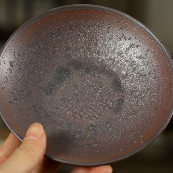 Tavă pentru ceai Gongfu din ceramică, suport rotund pentru ceainic, glazură natural minerală, tavă suspendabilă multifuncțională și farfurie pentru gustări de ceai