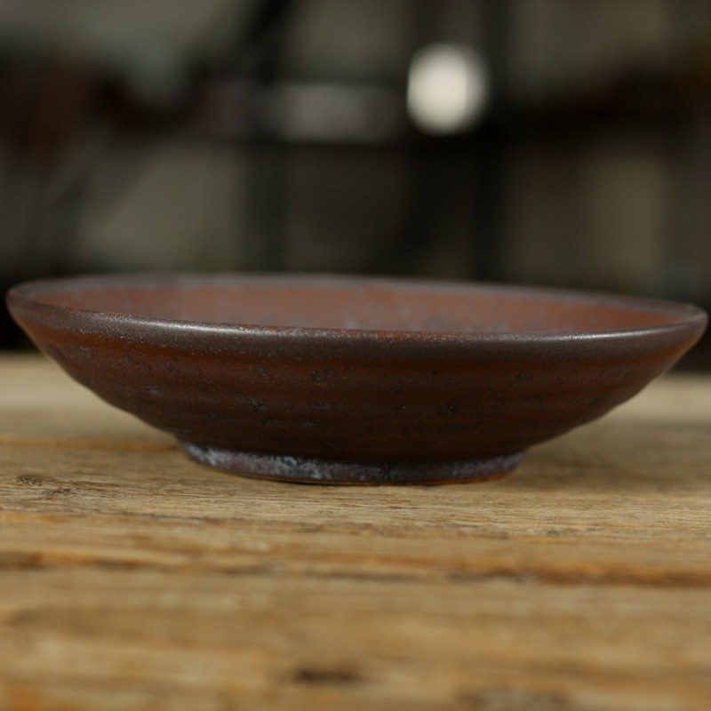 Tavă pentru ceai Gongfu din ceramică, suport rotund pentru ceainic, glazură natural minerală, tavă suspendabilă multifuncțională și farfurie pentru gustări de ceai