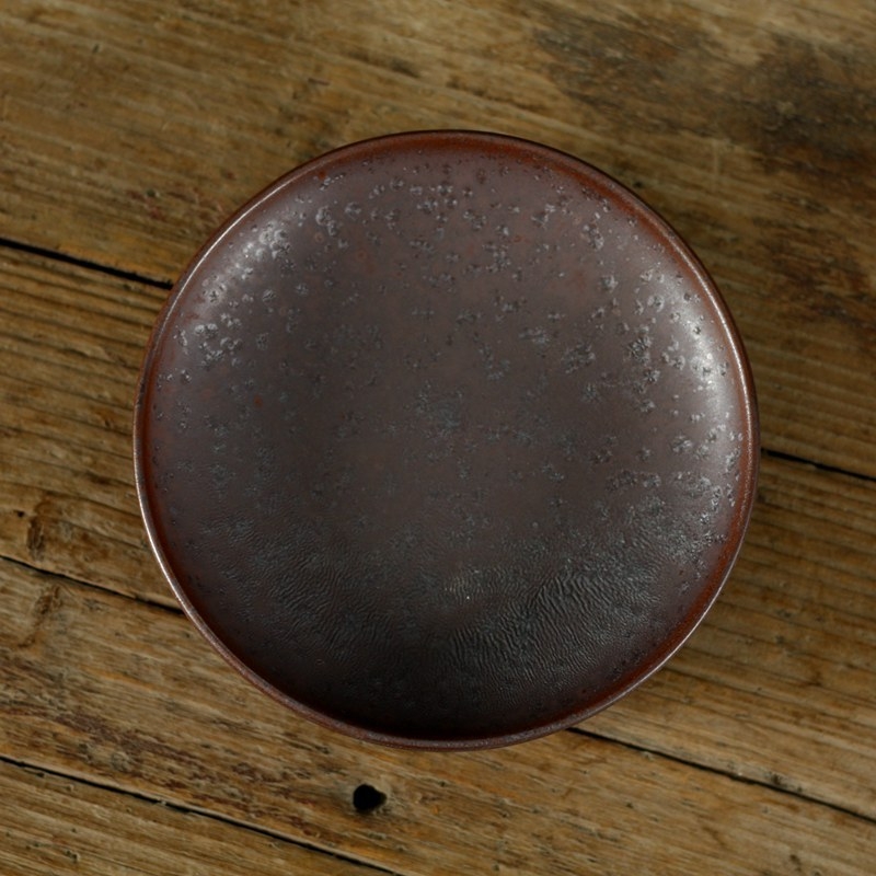 Tavă pentru ceai Gongfu din ceramică, suport rotund pentru ceainic, glazură natural minerală, tavă suspendabilă multifuncțională și farfurie pentru gustări de ceai