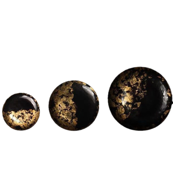 Farfurie de fructe din sticlă negru-auriu și tavă pentru ceai, rotundă, diametre 15–16 cm sau 27–28 cm, stil retro ușor luxos, pentru uz casnic