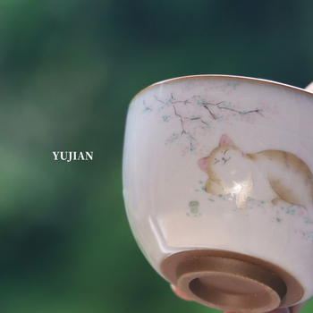 Kitten ceașcă de ceai ceramică, cu glazură crăpată, mică pentru degustare, Gongfu ceai