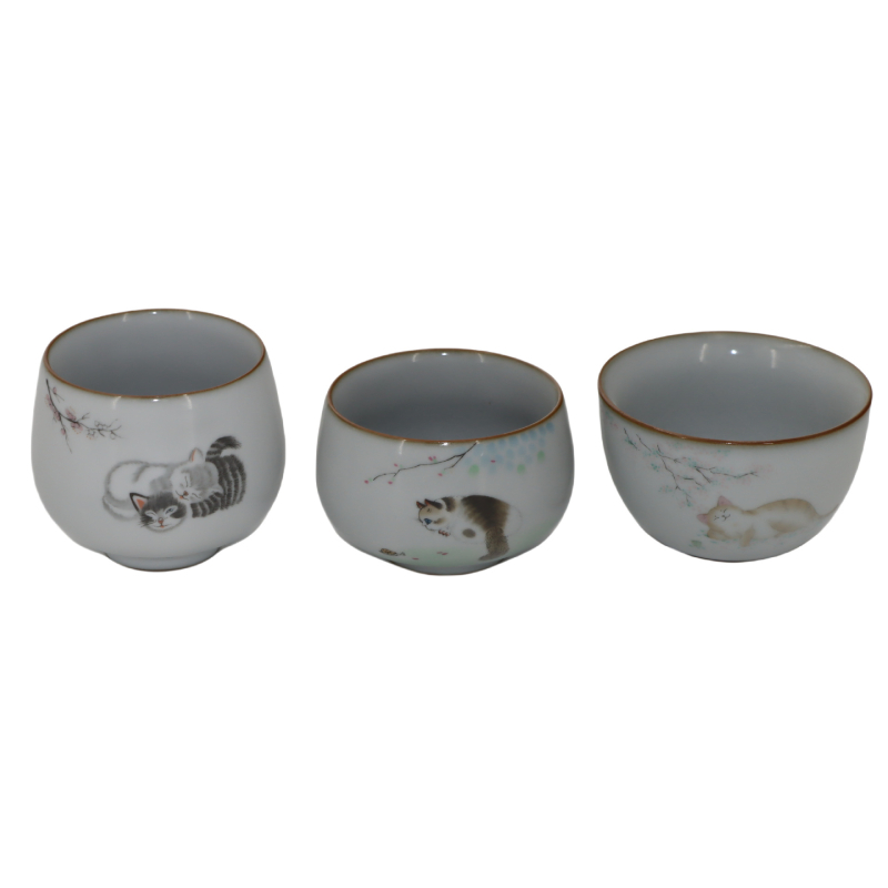 Kitten ceașcă de ceai ceramică, cu glazură crăpată, mică pentru degustare, Gongfu ceai