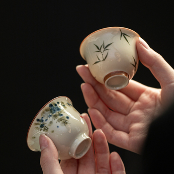 Ceșuță mică de ceai, pictură manuală cu subglazură, ceașcă Kung Fu din ceramică, stil retro chinezesc