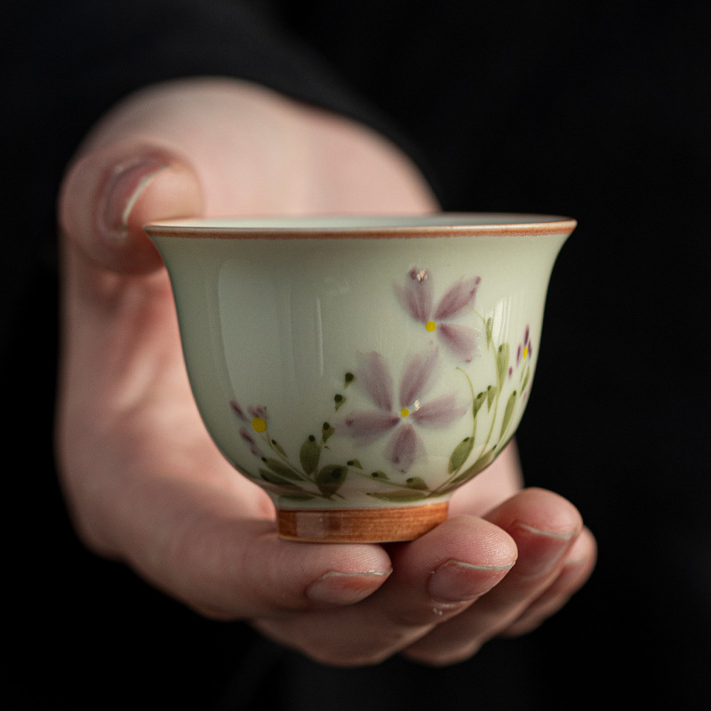 Ceșuță mică de ceai, pictură manuală cu subglazură, ceașcă Kung Fu din ceramică, stil retro chinezesc