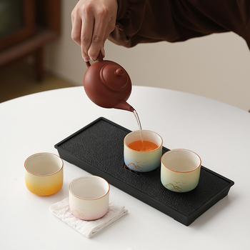 Set cadou din ceramică pentru ceai – peisaj gradient Mii de munți și râuri – cadou de lux pentru clienți
