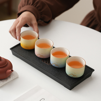 Set cadou din ceramică pentru ceai – peisaj gradient Mii de munți și râuri – cadou de lux pentru clienți
