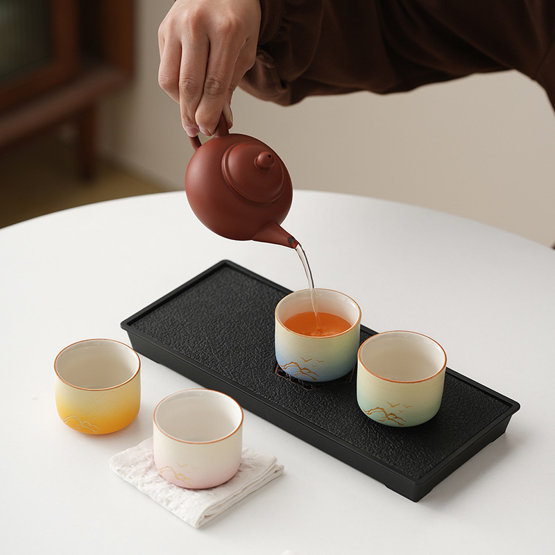 Set cadou din ceramică pentru ceai – peisaj gradient Mii de munți și râuri – cadou de lux pentru clienți