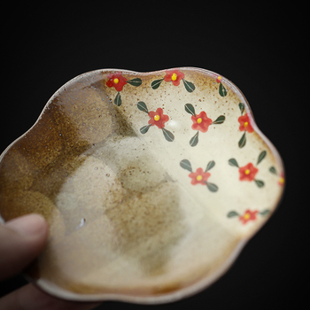 Set ceramic de ceai cu flori pictate manual, stil chinezesc, ceai vintage cu suport pentru acasă