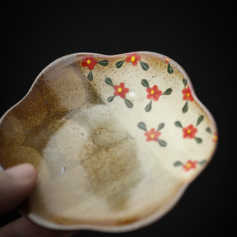 Set ceramic de ceai cu flori pictate manual, stil chinezesc, ceai vintage cu suport pentru acasă